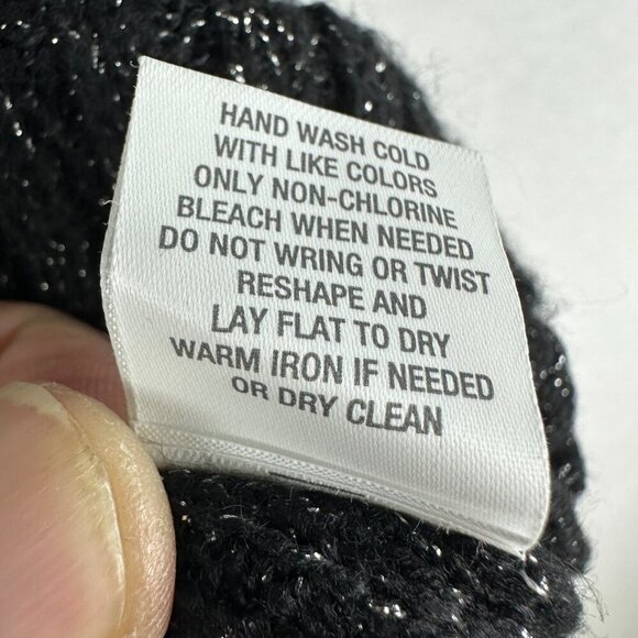 ROZ & ALI WOMEN'S BLACK w/ SILVER METALLIC, COWL NECK SWEATER, L LARGE - Picture 8 of 9